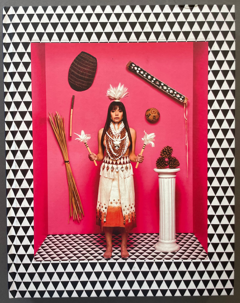 Front cover of  Living Light by Cara Romero with a color portrait image of an indigenous women. 