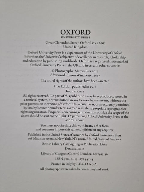 A page of printed publisher information for Oxford University Press, with black text on a white background.