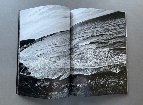 Black and white image of the ocean.