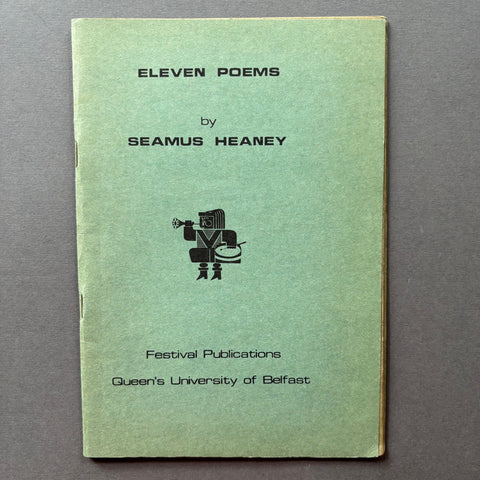 Booklet titled 'Eleven Poems by Seamus Heaney' with a logo on a gray background