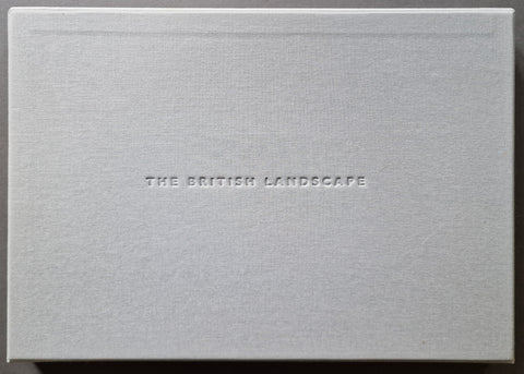 A square light blue/grey textured box cover with the embossed title 'THE BRITISH LANDSCAPE' centered on a dark background.
