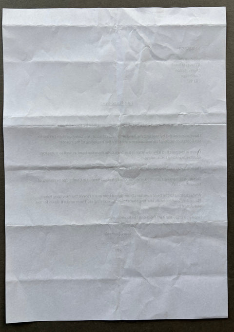 Fake Plastic Trees lyrics, written and signed by Thom Yorke
