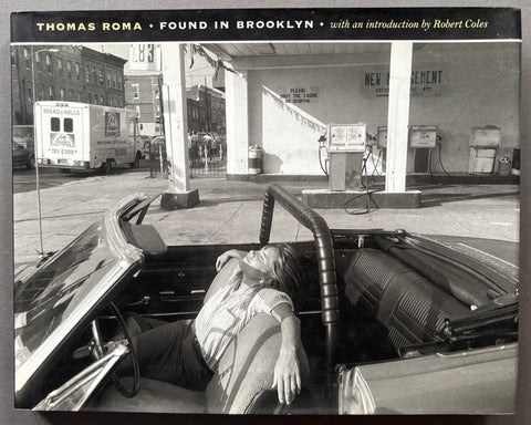 Book titled 'Found in Brookly' by Thomas Roma with a cover featuring the image of a woman lounging in a convertible car.