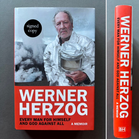 Book titled 'Every Man For Himself and God Against All' by Werner Herzog with a cover featuring an image of the author.