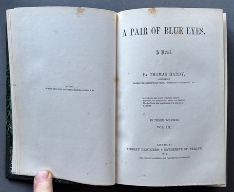 A Pair of Blue Eyes - UK 1st - Setanta Books