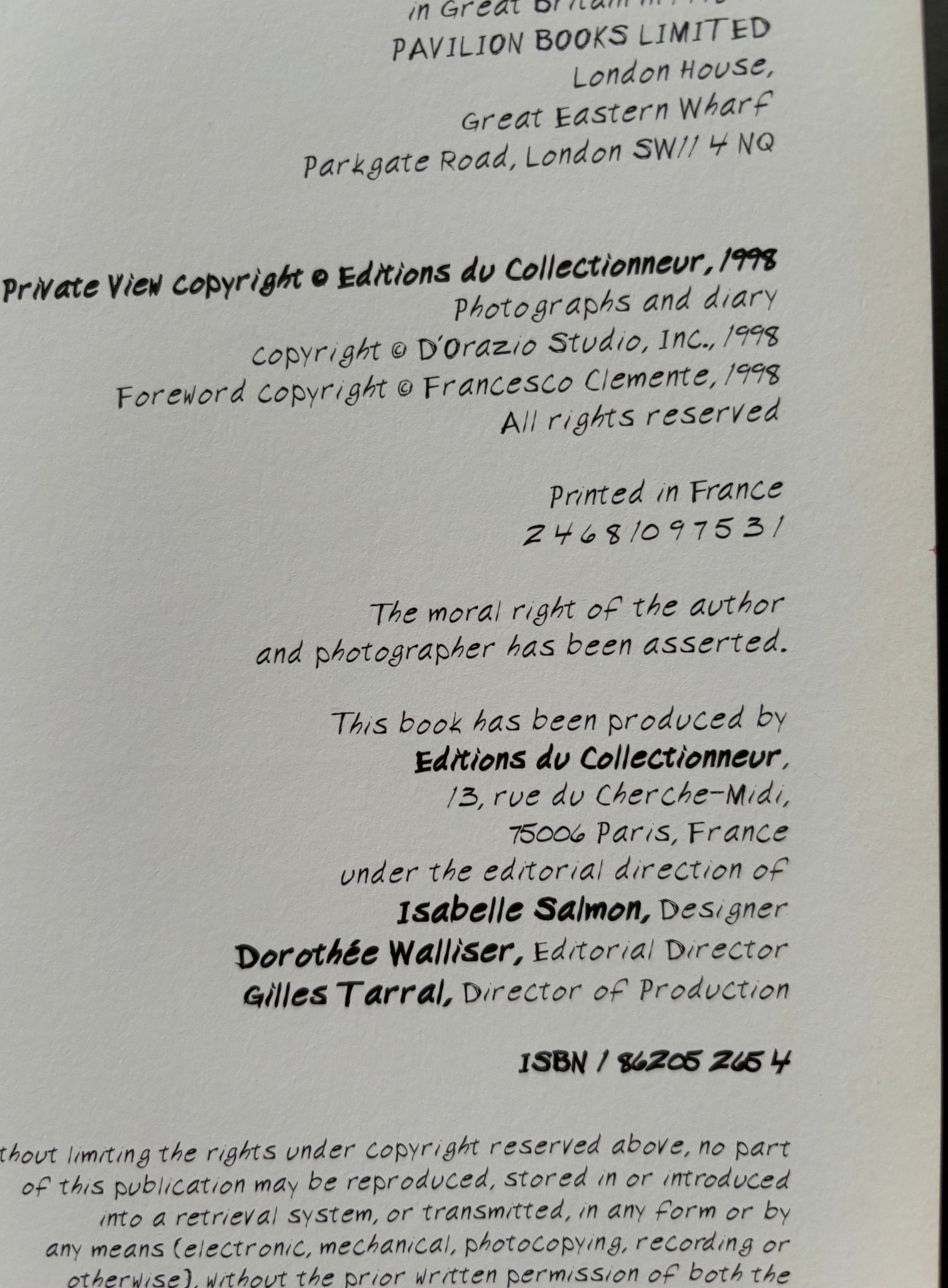 Buy book A Private View Sante D'Orazio photography 1st edition