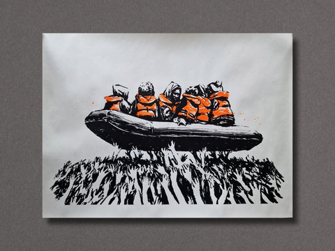 Banksy Migrant Boat Screen Print (Glastonbury 2025) – Setanta Books