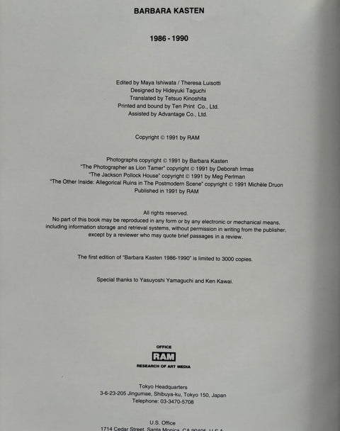 Barbara Kasten 1986 - 1990 - Setanta Books