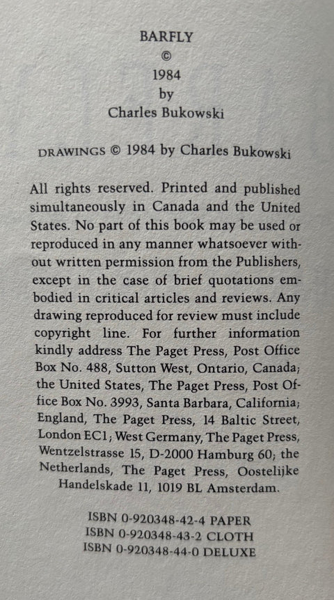 Barfly - Setanta Books