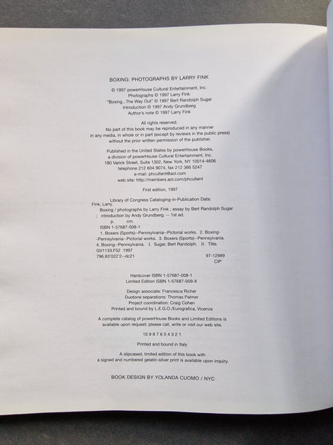 Boxing: Photographs by Larry Fink - Setanta Books