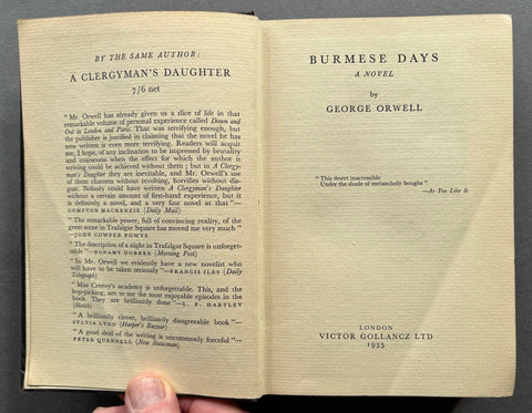 Burmese Days - UK 1st - Setanta Books
