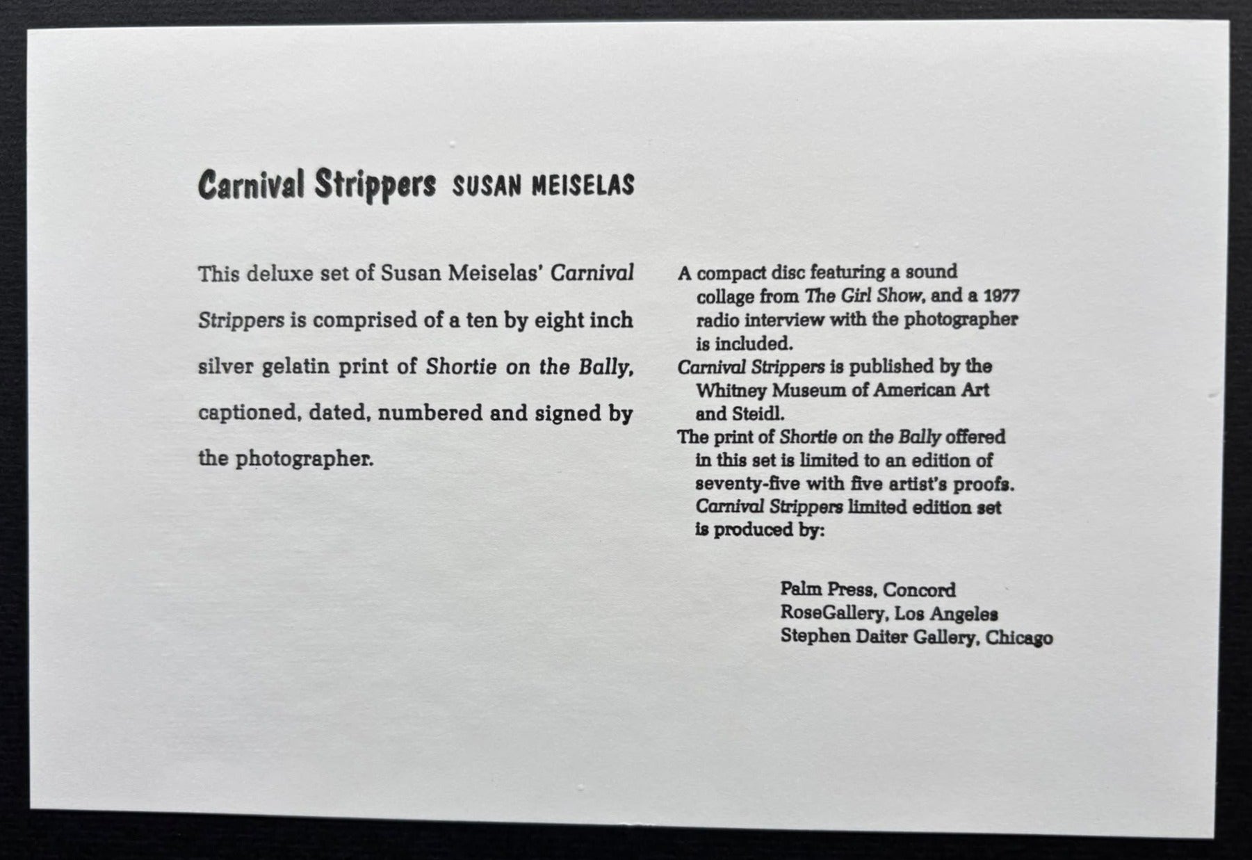 Buy Carnival Strippers by Susan Meiselas – Setanta Books