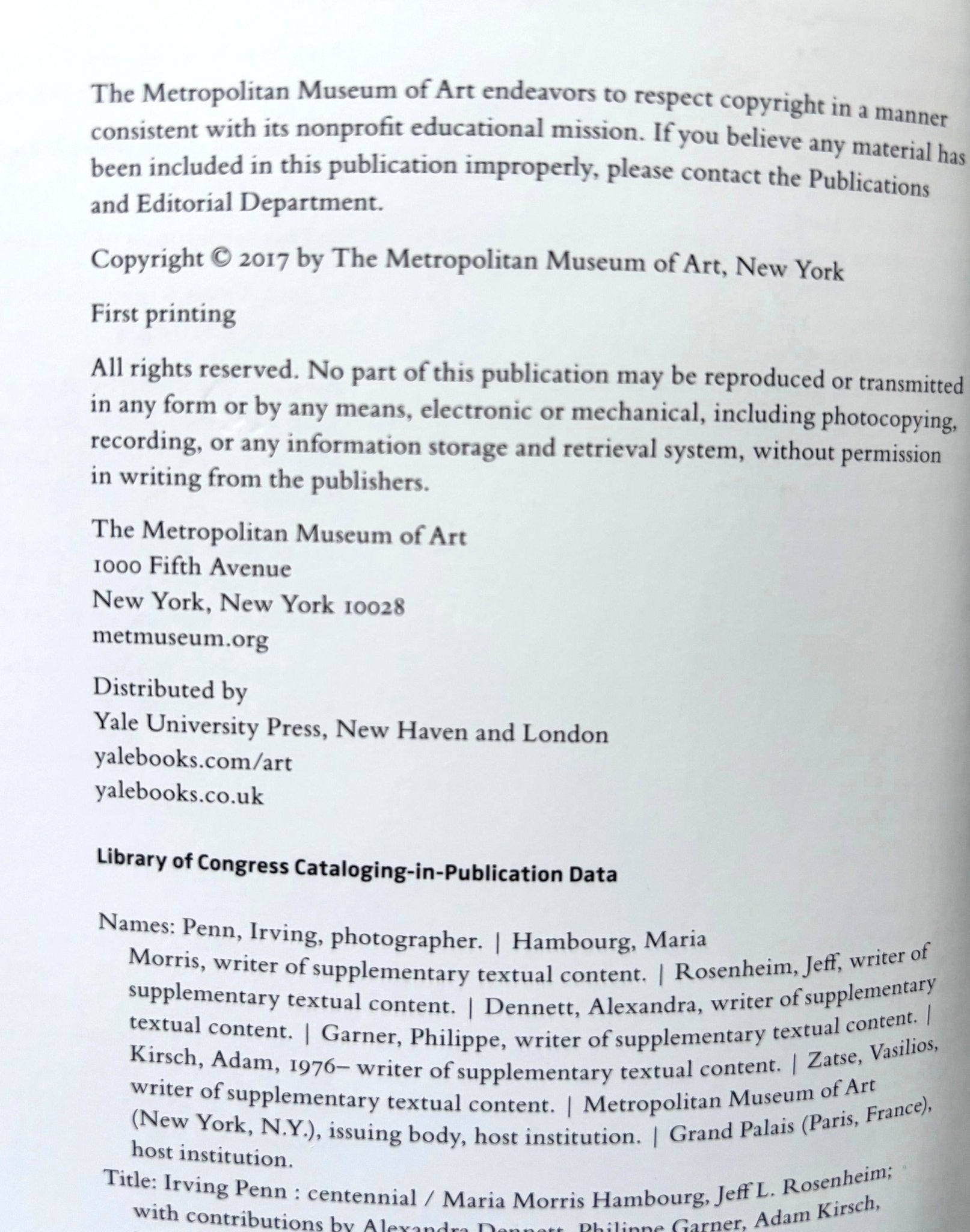 【Irving Penn：CENTENNIAL】　　★★大幅に再値引きしました。 Irving Penn: Centennial | Maria Morris Hambourg, Jeff L. Rosenheim