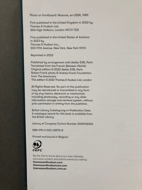 Image of copywrite page on the inside of Between Worlds by Harry Gruyart
