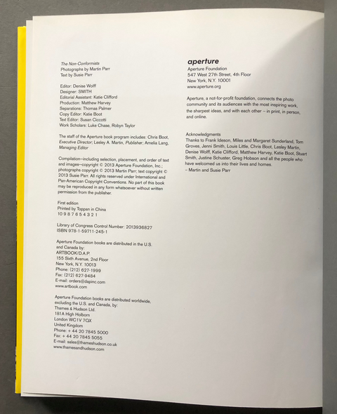 Image of the copy-write pages of The Non Conformists by Martin Parr