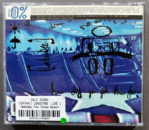 Fake Plastic Trees lyrics, written and signed by Thom Yorke