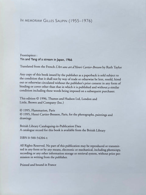 Henri Cartier - Bresson And the Artless Art - Setanta Books