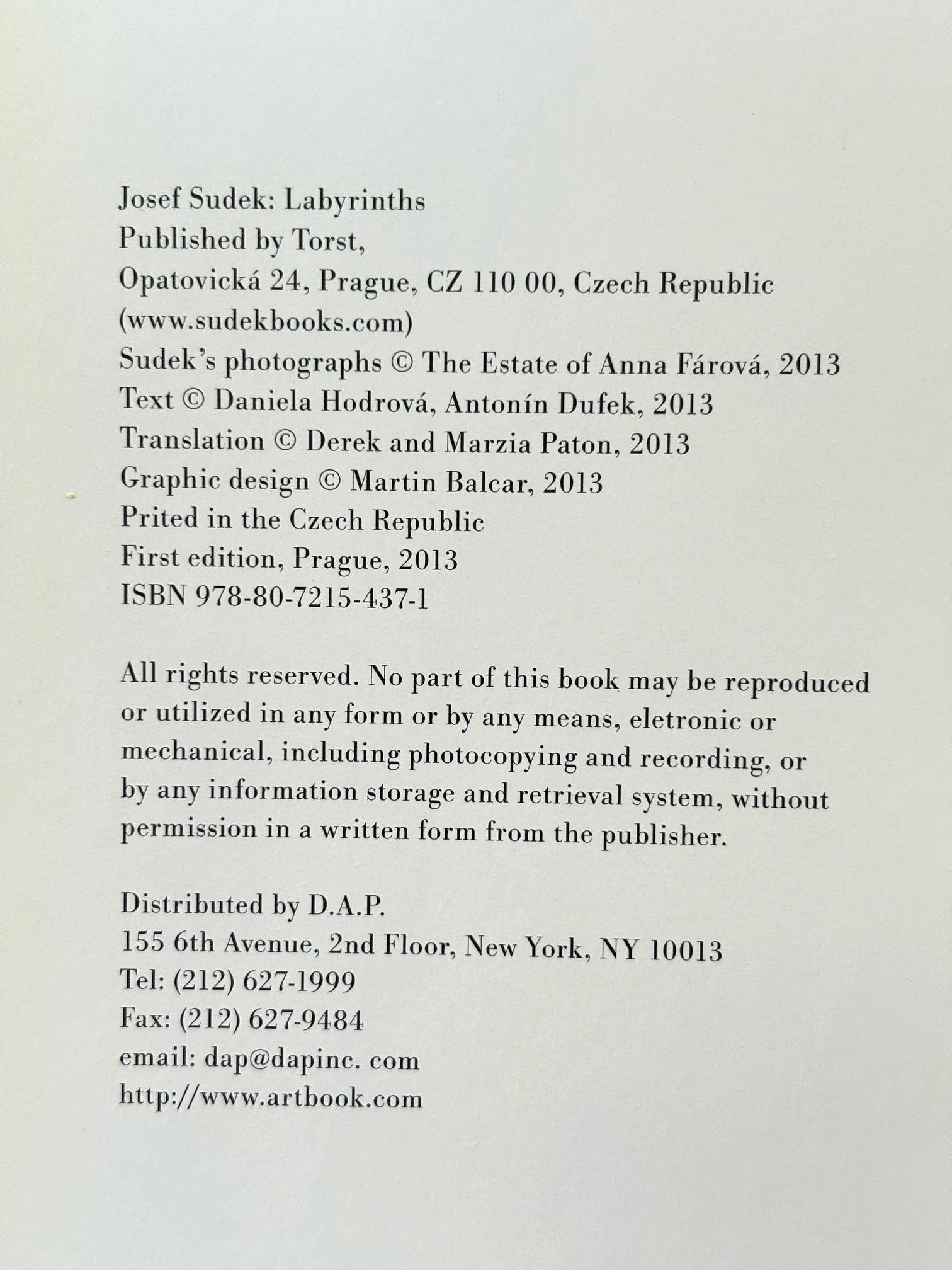 Buy Labyrinths by Josef Sudek – Setanta Books