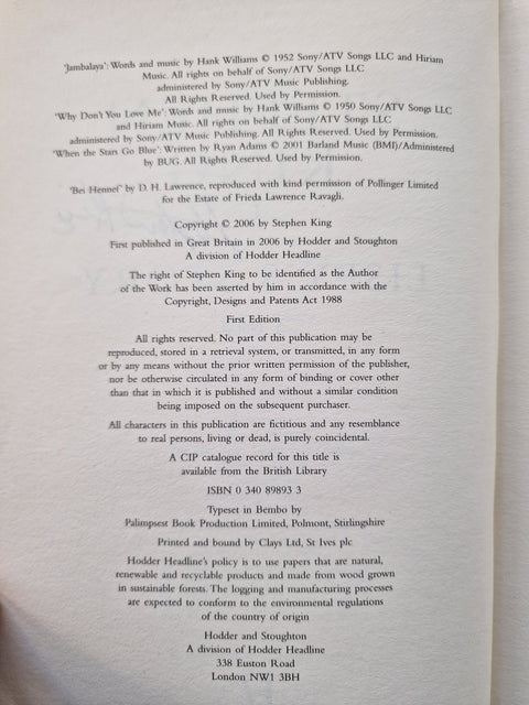 Lisey's Story - 1st UK Edition - Setanta Books