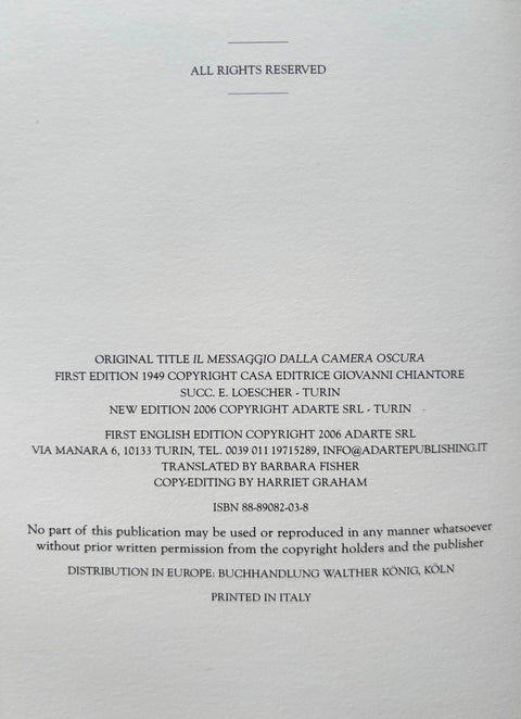 Message From The Darkroom - Setanta Books