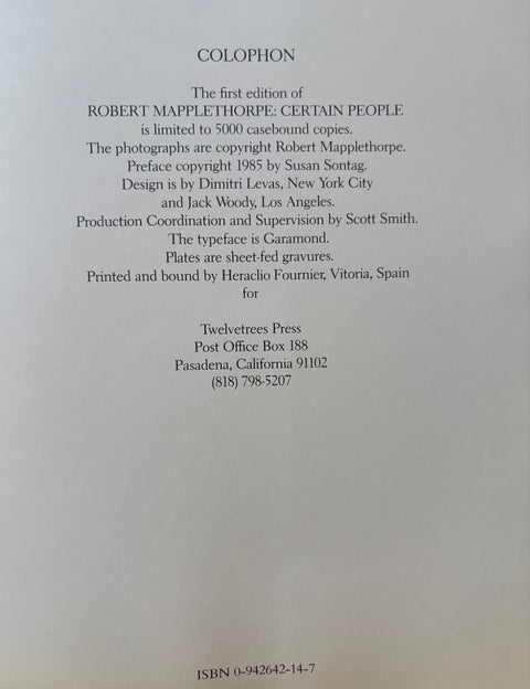 Robert Mapplethorpe: Certain People