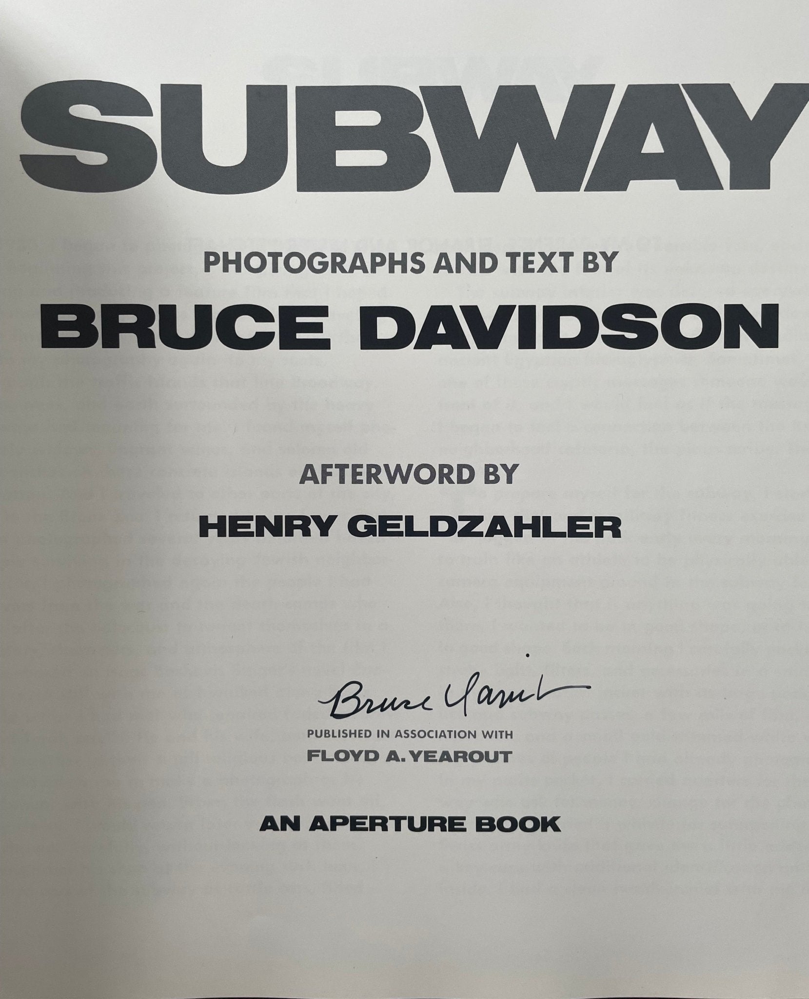 Buy Subway signed by Bruce Davidson online – Setanta Books