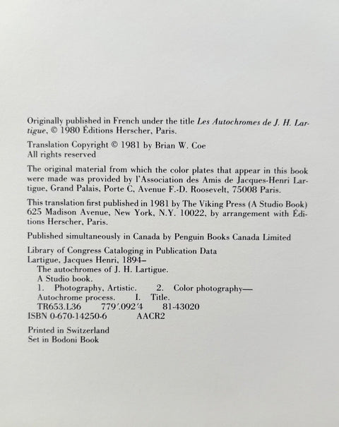 The Autochromes of J. H. Lartigue 1912 - 1927 - Setanta Books