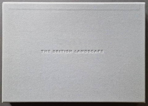 A square light blue/grey textured box cover with the embossed title 'THE BRITISH LANDSCAPE' centered on a dark background.