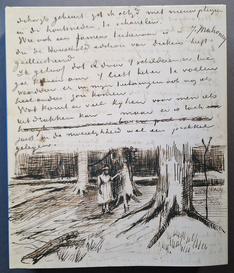 Volume 2 cover - A vintage handwritten Dutch letter or postcard featuring a black ink sketch of a child standing near a large tree, printed on aged off-white paper with cursive handwriting above the illustration.