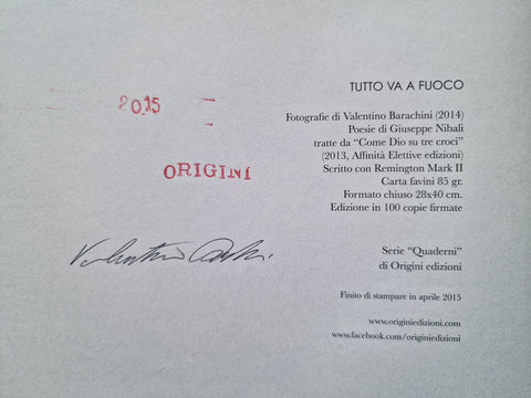 Tutto va a fuoco Valentino Barachini - Setanta Books