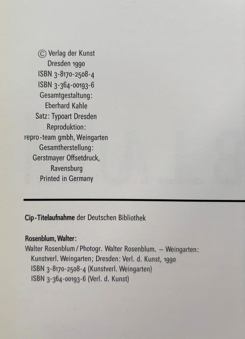 Walter Rosenblum: Photographer - Setanta Books