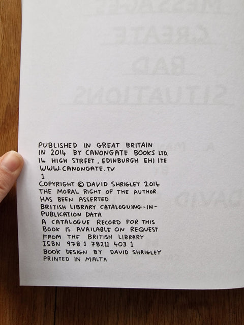 Weak Messages Create Bad Situations: A Manifesto - Setanta Books