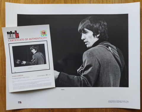 The photography print of George Harrison by John 'Hoppy' Hopkins. Signed by Hoppy and accompanied by a certificate of authenticity.