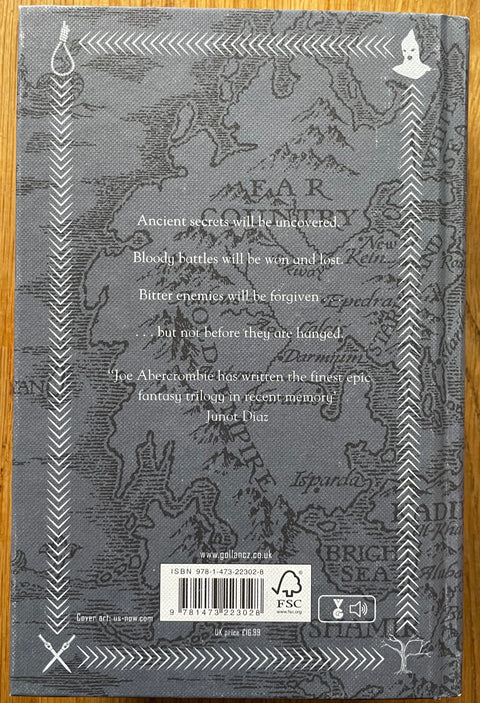 The book cover of Last Argument of Kings by Joe Abercrombie.  In hardcover blue.