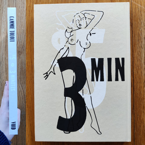 The photography book cover of 5 Dollars for 3 Minutes by Cammie Toloui. In hardcover beige with a drawing of a woman.