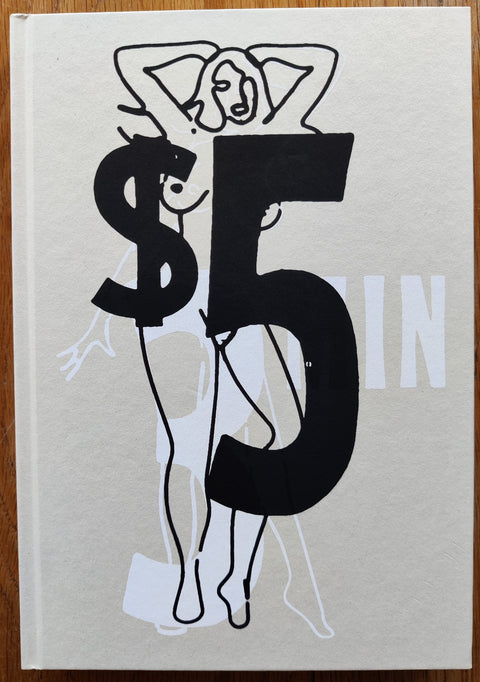 The photography book cover of 5 Dollars for 3 Minutes by Cammie Toloui. In hardcover beige with a drawing of a woman.