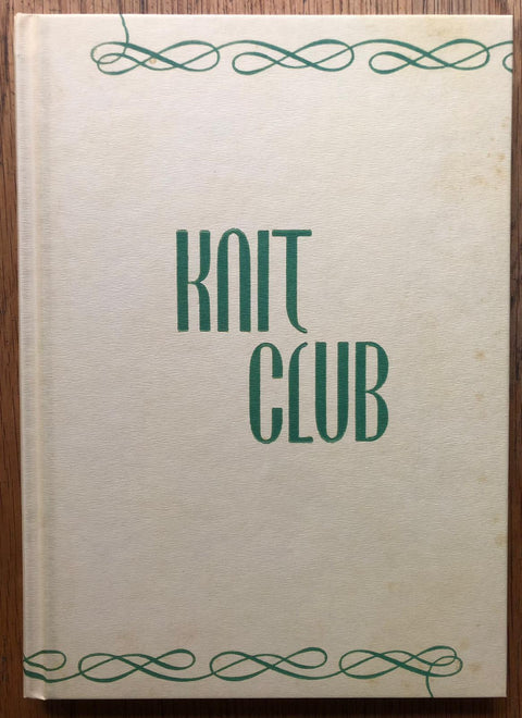 The photography book cover of Knit Club by Carolyn Drake. Hardback in white with green title and detailing.