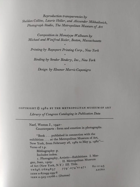 Counterparts: Form and Emotion in Photographs - Setanta Books