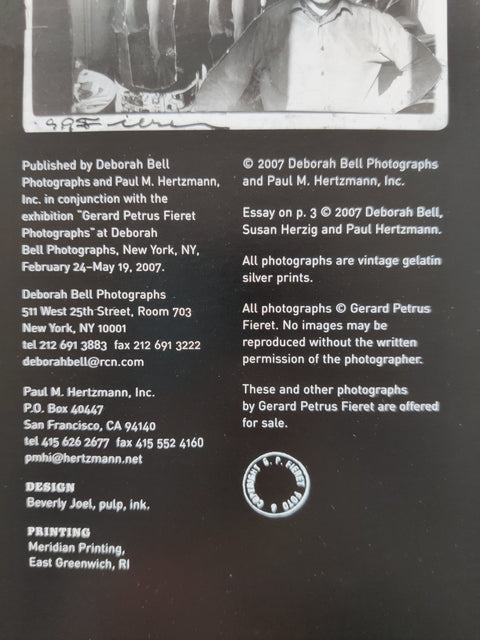 Gerard Petrus Fieret: Photographs - Setanta Books