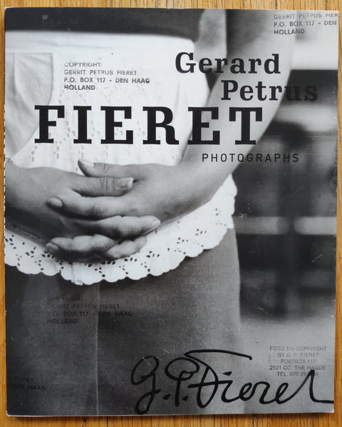 The photography book cover of Gerard Petrus Fieret: Photographs. In softcover black and white.
