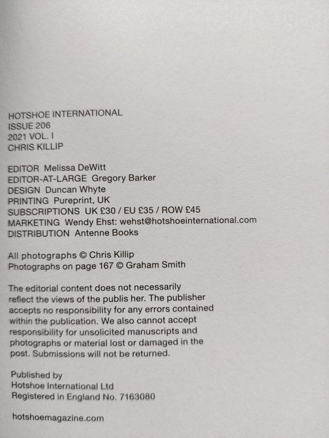 Hotshoe Issue 206 - Chris Killip - Setanta Books