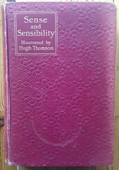 The book cover of Sense and Sensibility by Jane Austen. Hardback in purple.