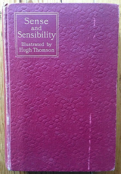 The book cover of Sense and Sensibility by Jane Austen. Hardback in purple.