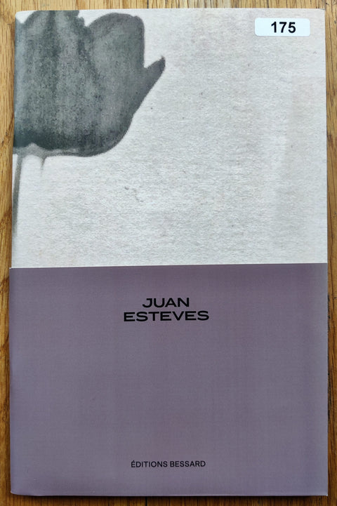 The photography book cover of Flowers (L'IMPERIALE Collection 05) by Juan Esteves. Paperback with a tulip in the top left corner, purple lower half. Signed.