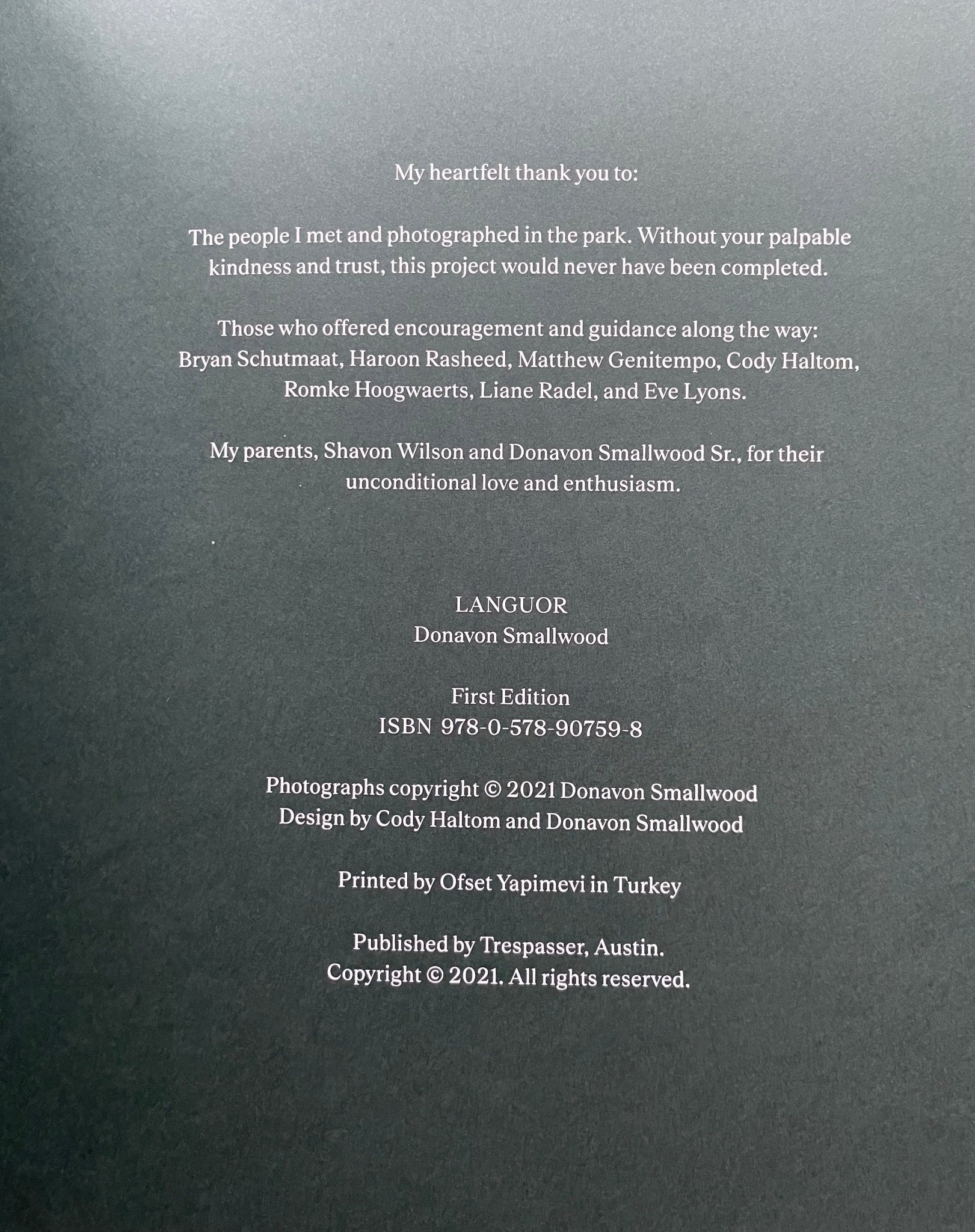 Languor by Donovan Smallwood – Setanta Books