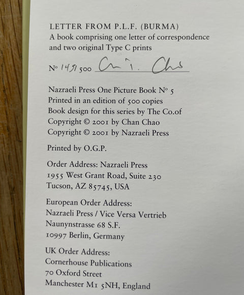 Letter From P.L.F (Burma) - One Picture Book - Setanta Books