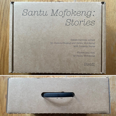 The photography cover of Santu Mofokeng: Stories by Santu Mofokeng. Set of paperbacks in archive box.