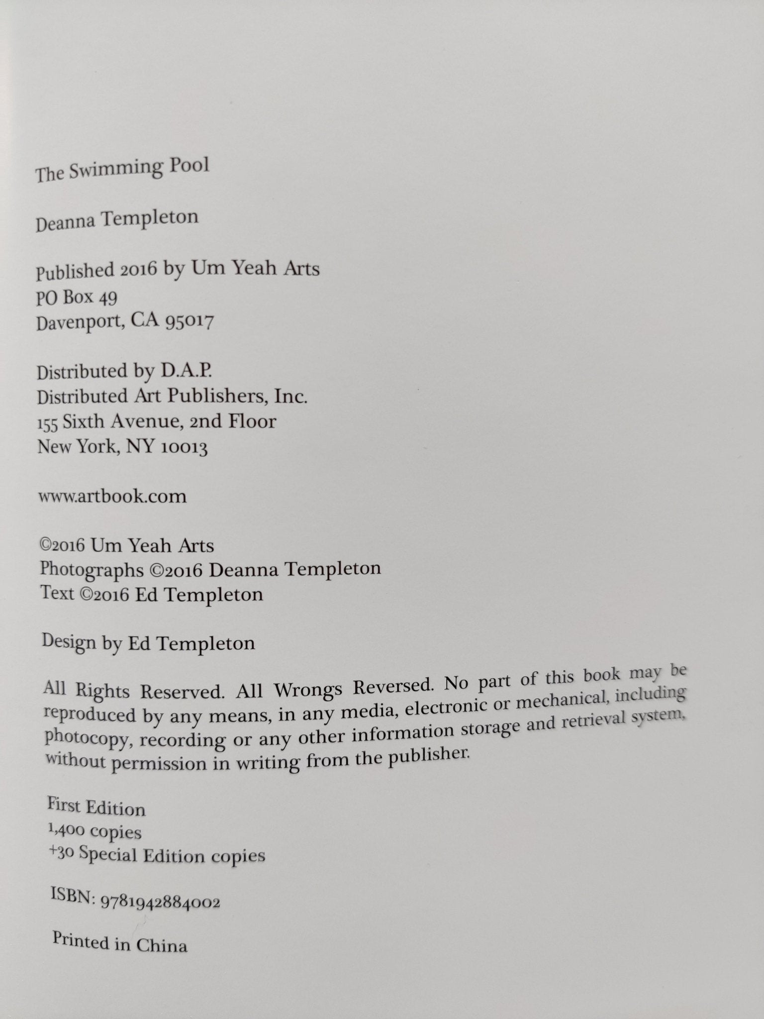 The Swimming Pool by Deanna Templeton | Setanta Books