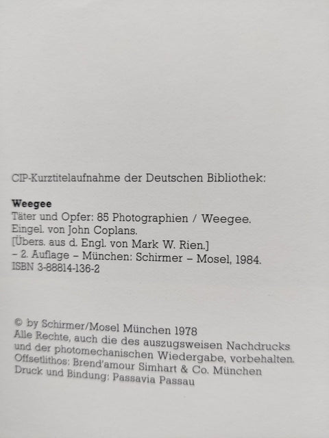 Weegee: Täter und Opfer - Setanta Books